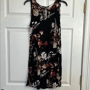 Floral Sleeveless Black Dress